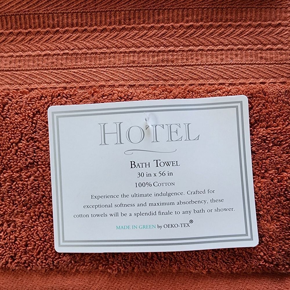 Hotel‎ 8pc Autumn Rust Red Cotton Towel Set 2 Bath 2 Hand 4 Tip Made in Green - Picture 5 of 15